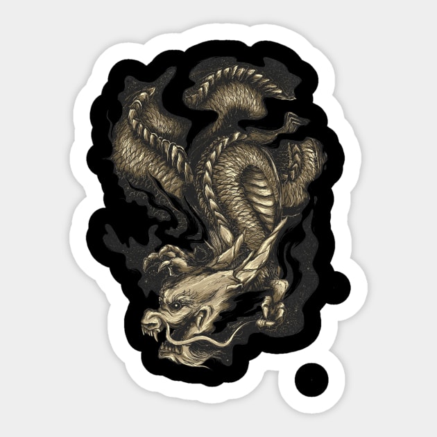 Golden Dragon Sticker by opawapo